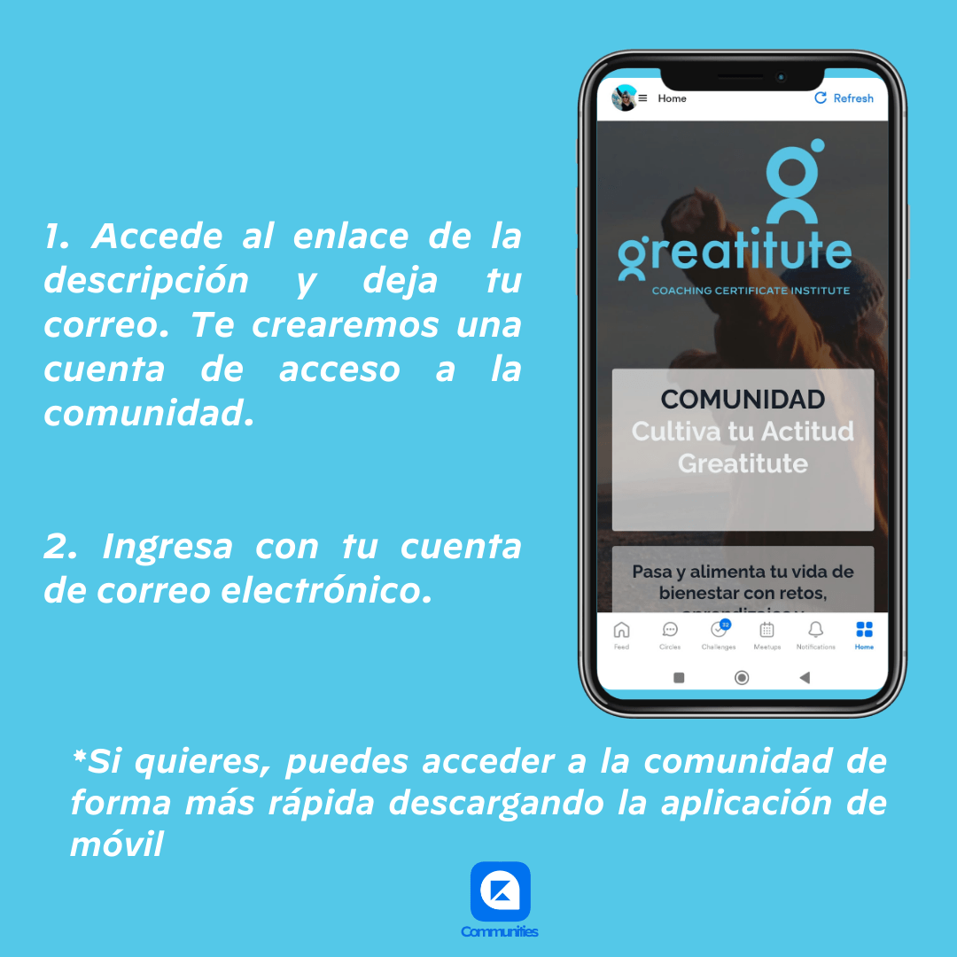 Cómo acceder a la Comunidad Greatitute desde el móvil